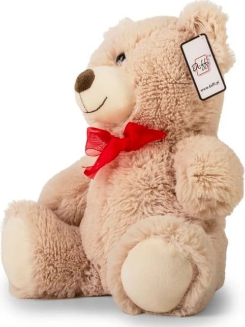 Ari pelushi Daffi B-954, 28 cm, bejzh me fjongo të kuqe