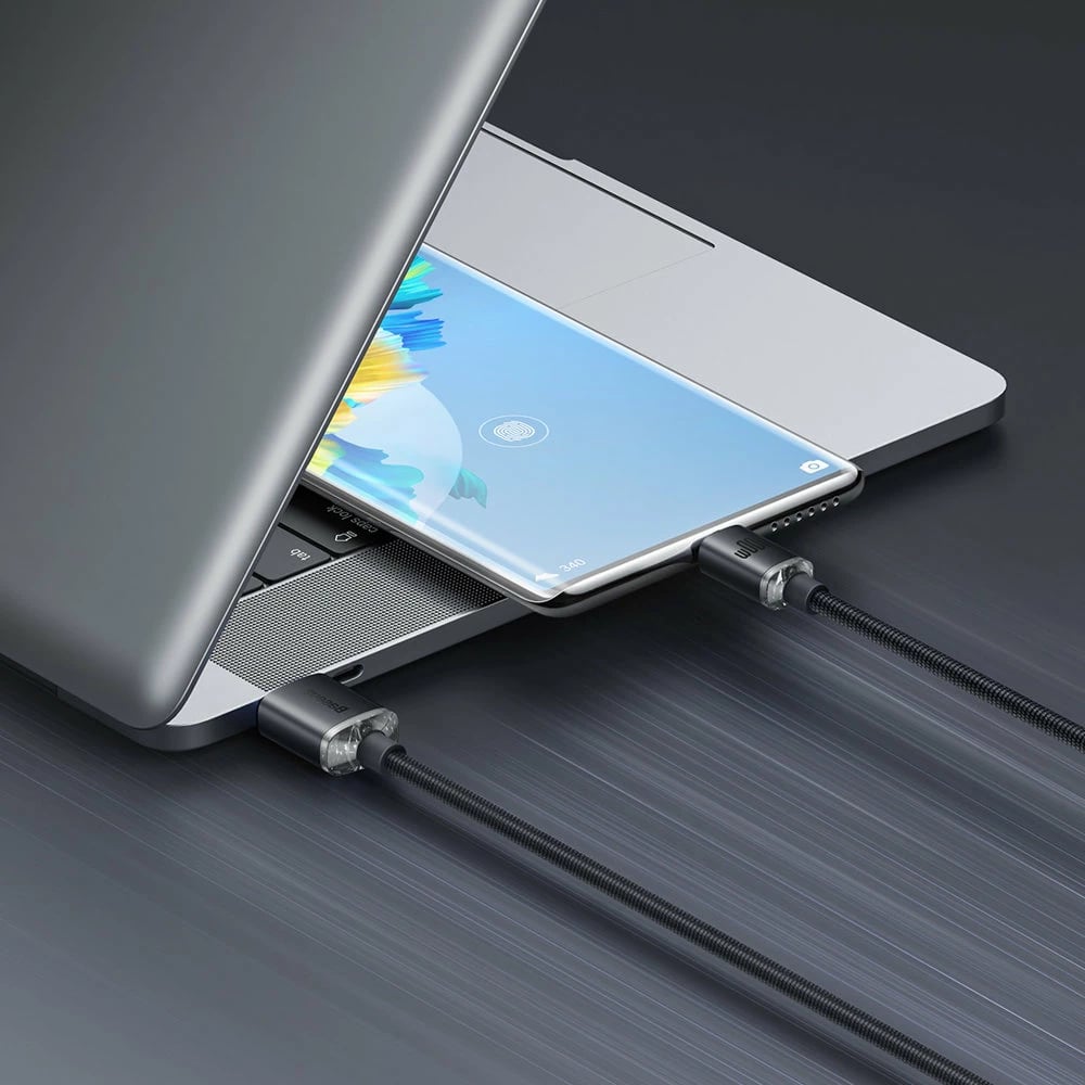 Kabllo për karikim të shpejtë Baseus Crystal Shine Series, USB-A në USB-C, 1.2m, 100W, e zezë