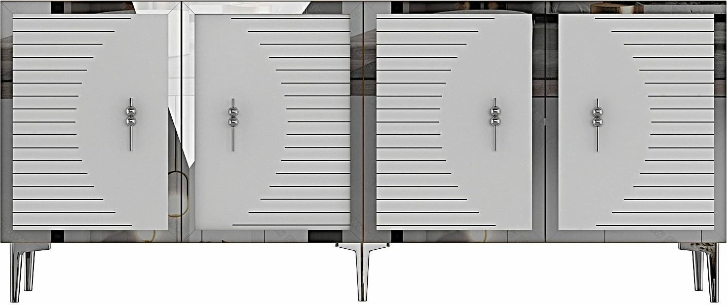 Konsol Skye Decor, Tuna 180, ngjyrë lis safir, e bardhë, argjend