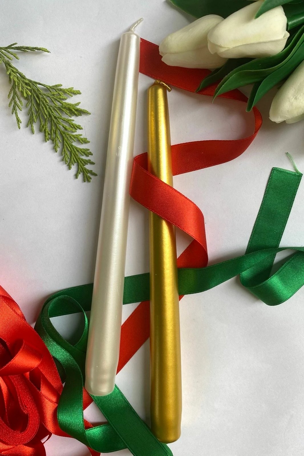 Set qirinjsh (2 copë), Evila Originals, Premium Christmas 2, të bardhë dhe të artë