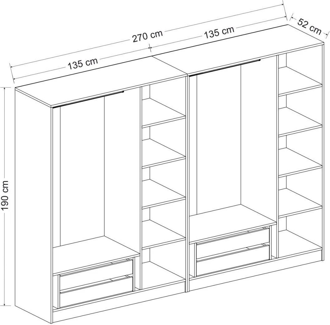 Dollap i bardhë për rroba, Skye Decor, Kale - 3807