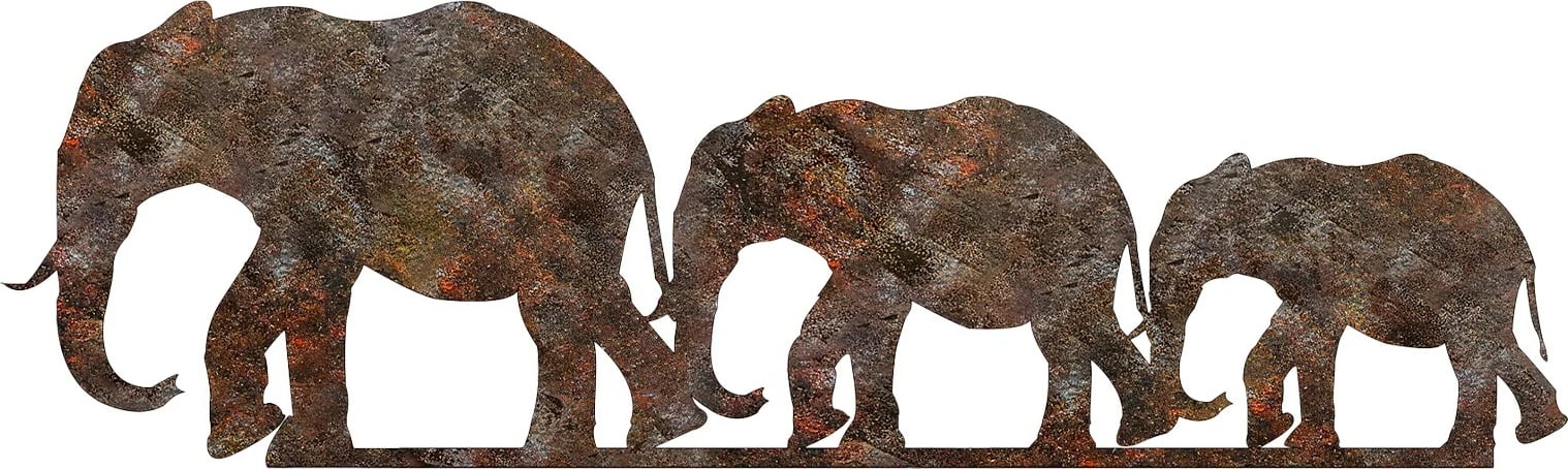 Aksesor dekorativ metalik për mur, elefantë, ngjyrë antike, Wallity