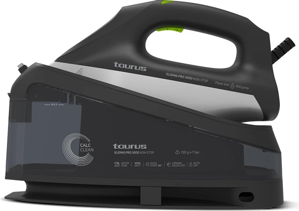 Hekur Taurus Sliding Pro 3000, 3000 W, me pllakë qeramike, ngjyrë e zezë