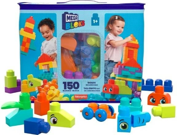 Set blloqesh ndërtimi Mega Bloks HHM96, 150 copë, shumëngjyrëshe, me çantë të madhe
