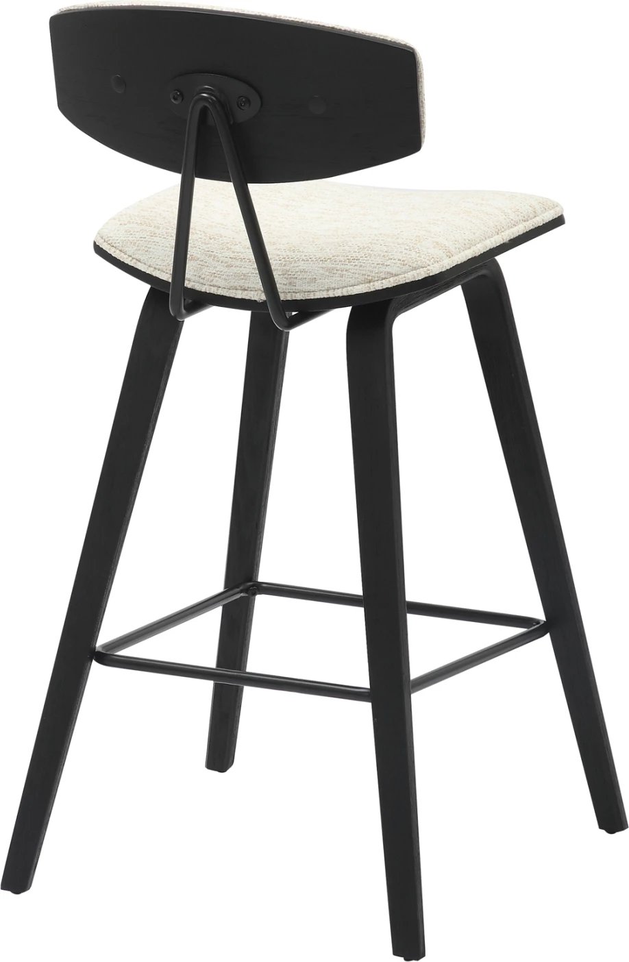 Karrige për bar, lartësi mesatare, INOVER FH9984.02, metal & dru, pëlhurë ecru, 50,5x49x90H cm, set prej 2 copë