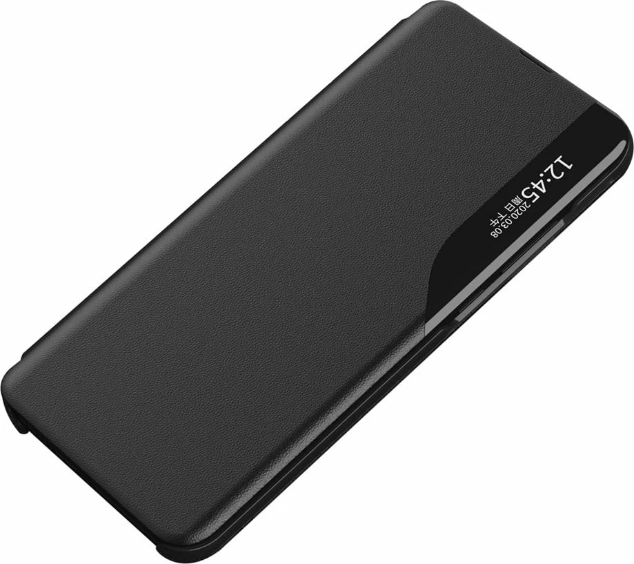 Mbështjellës Hurtel Eco Leather View Case për Poco M4 Pro 5G/Redmi Note 11S 5G/Note 11T 5G, me kapak, funksion stand, e zezë