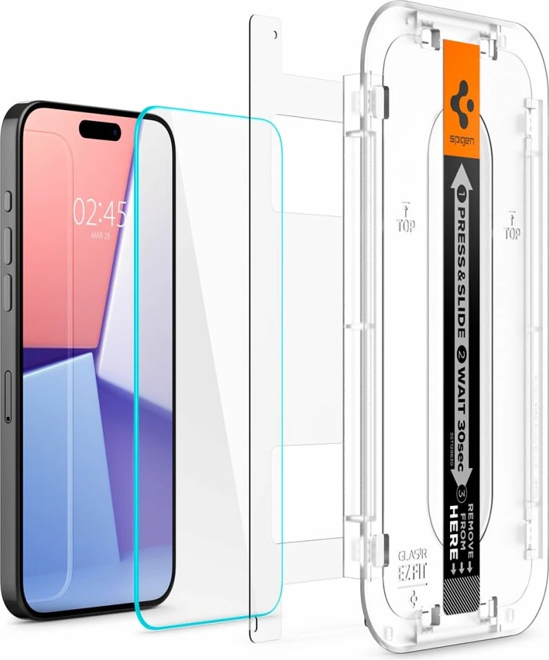 Xham mbrojtës Spigen Glas.tR EZ Fit për iPhone 15 Pro, transparent, 1 copë