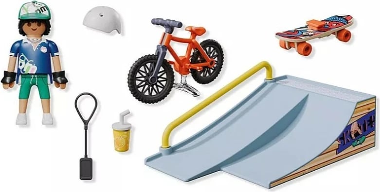 Set lodrash Playmobil My Life 71798, rampë, biçikletë, skateboard, për fëmijë