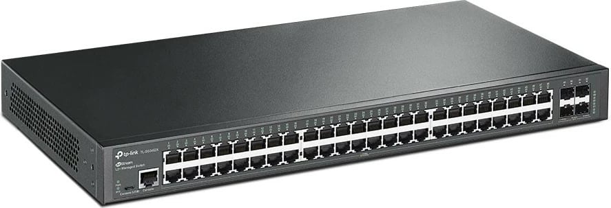Switch i menaxhuar TP-LINK SG3452X, 48 porta Gigabit, 4 slote SFP+ 10GE, për rack, i zi