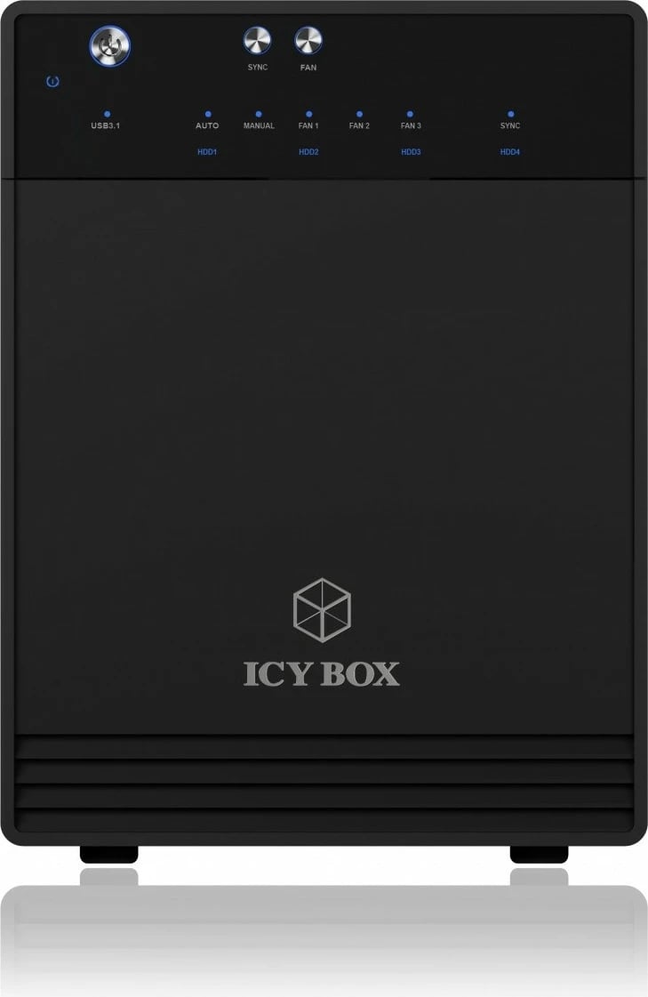 Kasë e jashtme IcyBox IB-3740-C31, 4x 2.5"/3.5", USB 3.1 Type-C, e zezë