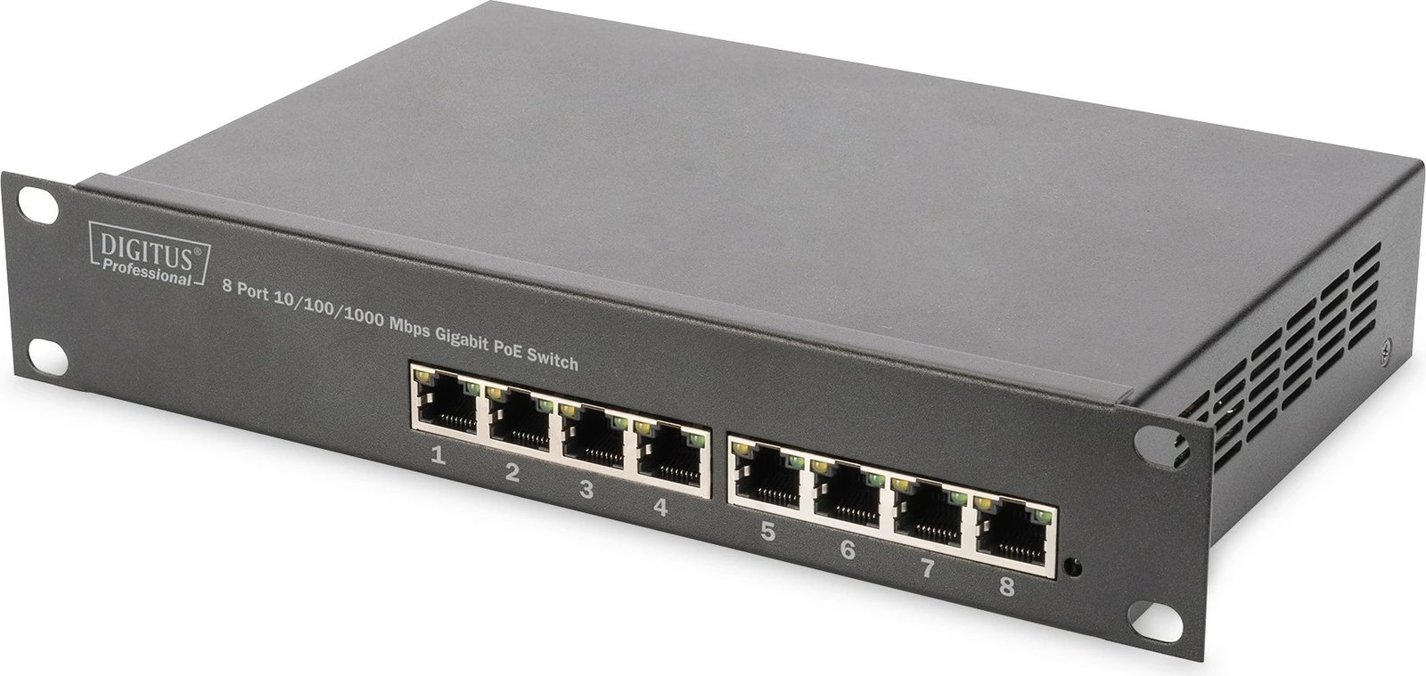 Switch Digitus 8-Port Gigabit PoE, unmanaged, gri