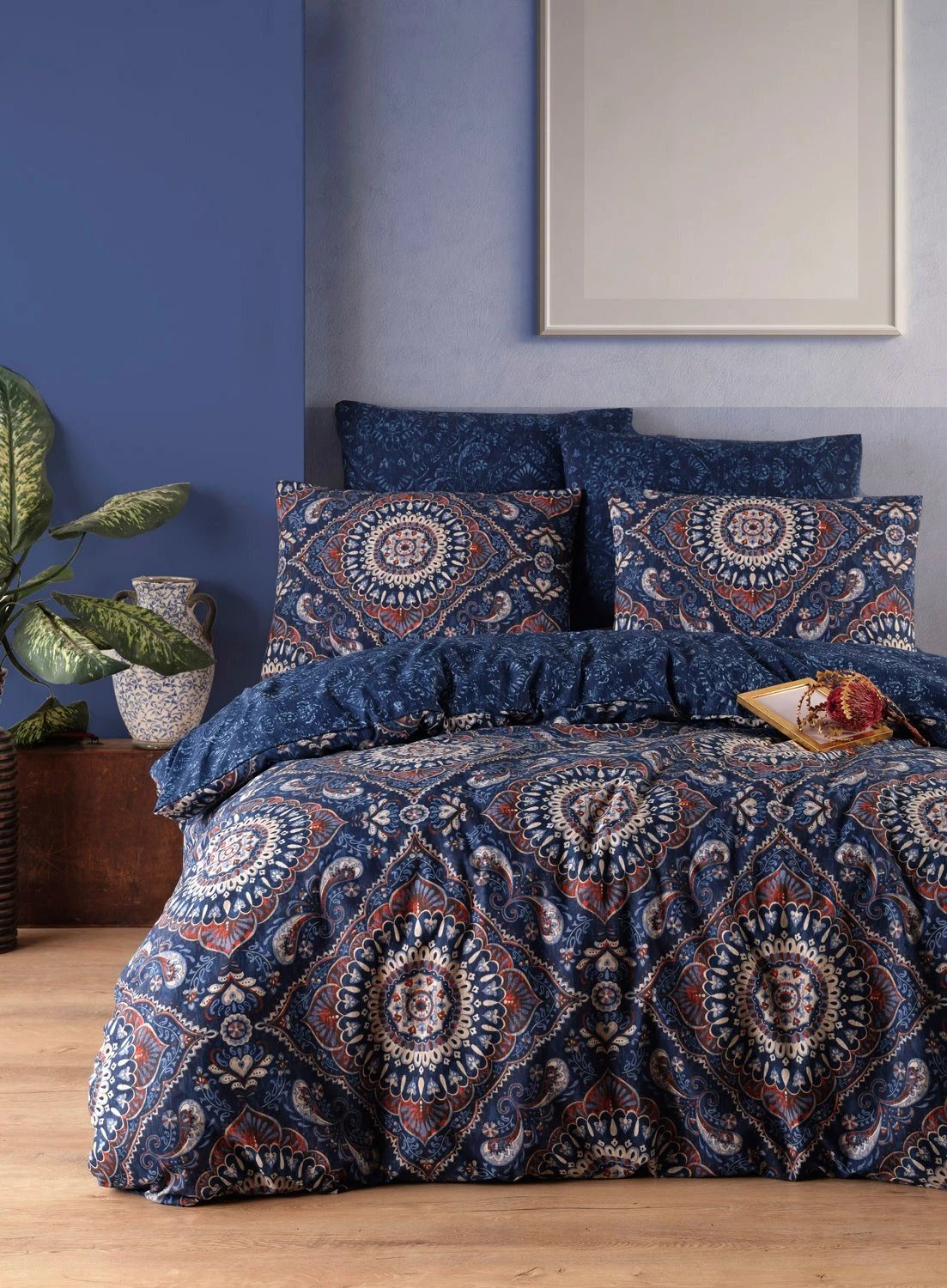 Set mbulesë jorgani për një person, ngjyrë kaltër e errët, L'Essentiel Linge de Maison, Varak