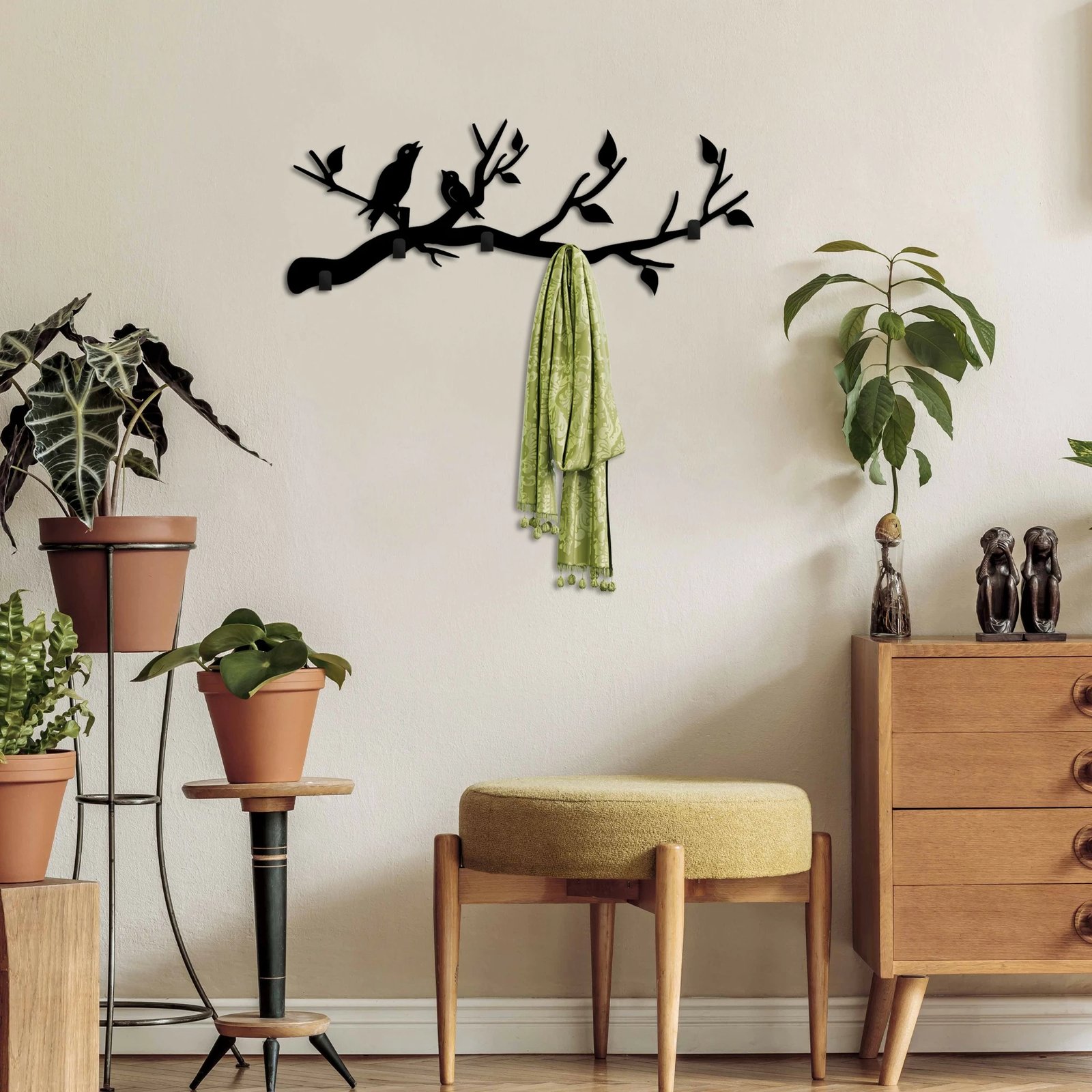 Varëse muri metalike Wallity, zogj të arratisur, ngjyrë e zezë