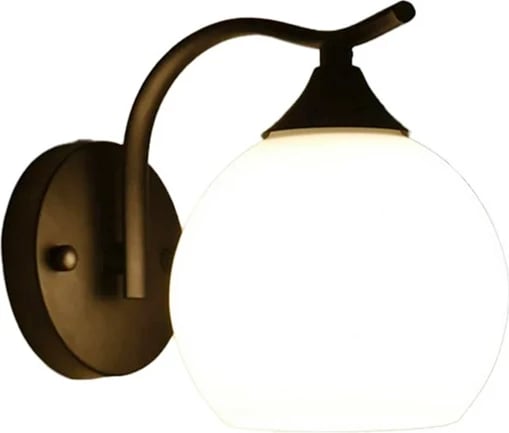 Llambë muri Belinest, metal dhe xham, ngjyrë e zezë-natyrale, 20x14x17cm