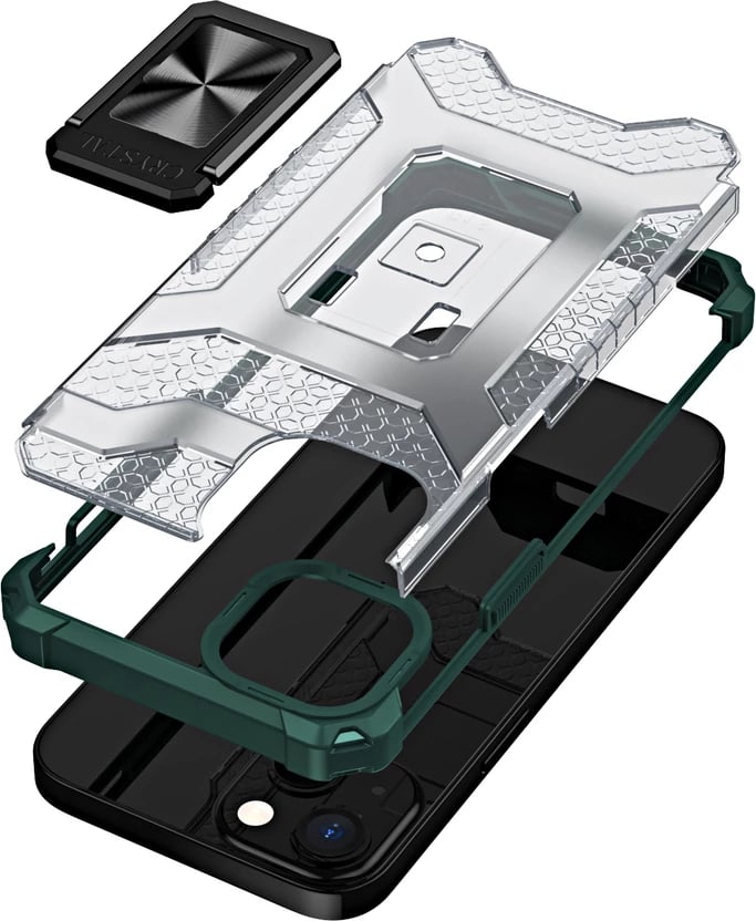 Mbështjellës Hurtel Crystal Ring Case për iPhone 13, me mbajtëse, i gjelbër