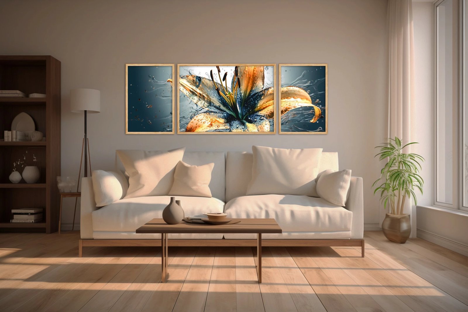 Pikturë dekorative me kornizë, 3 pjesë, Wallity Huhu311, shumëngjyrëshe, 50x140cm