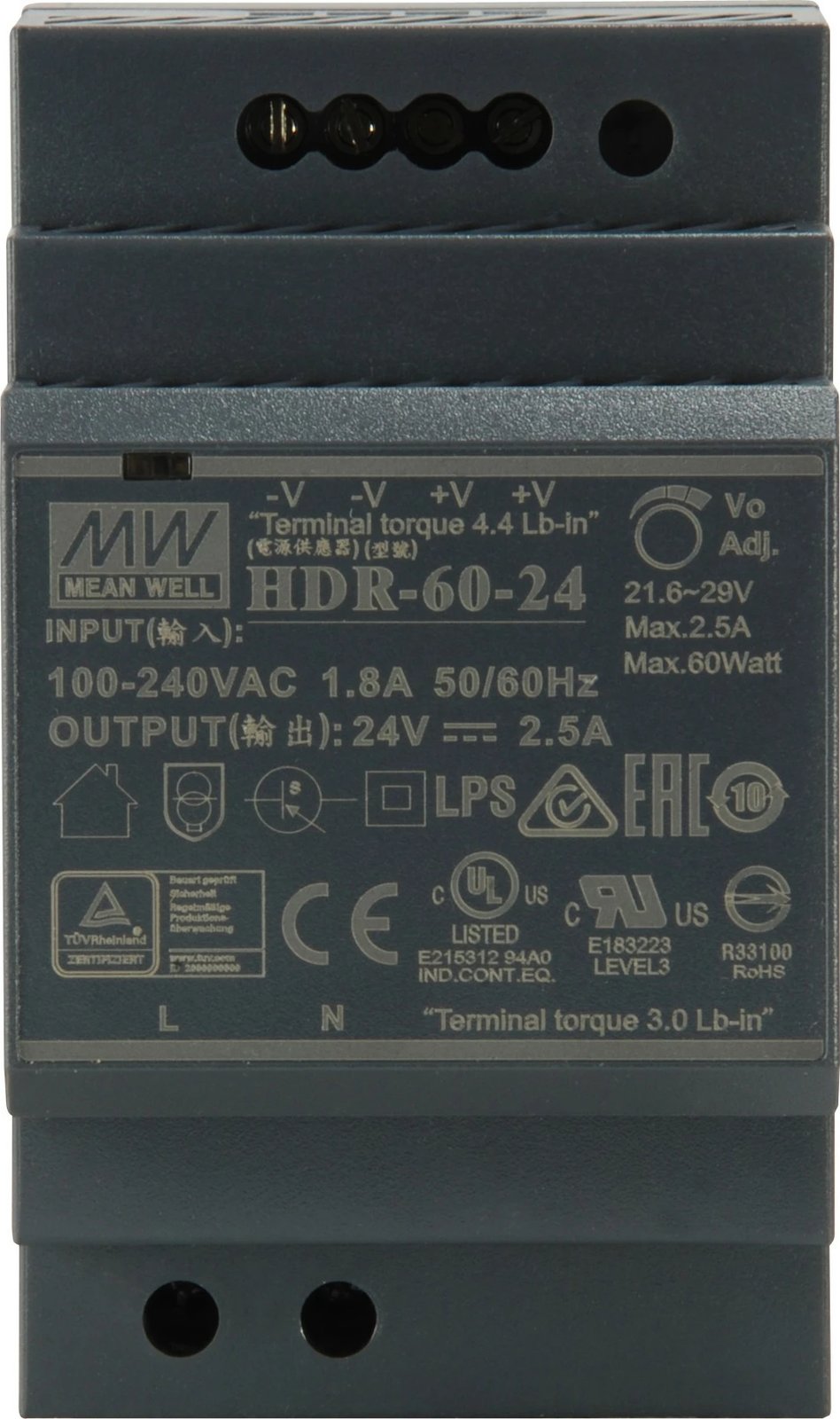 Furnizues energjie LevelOne, 24V DC, 60W, DIN-Rail, i zi