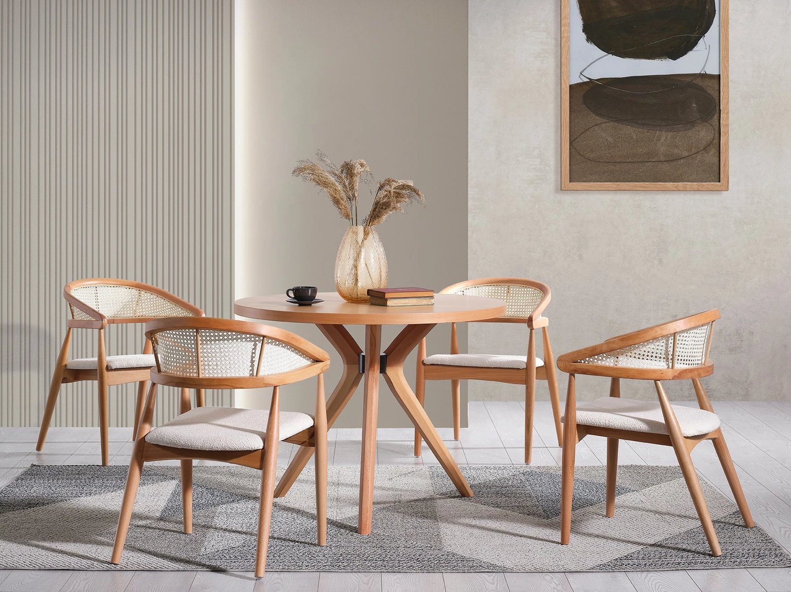 Tavolinë me karrige (4 copë), Skye Decor, Vegas, ngjyrë natyrale