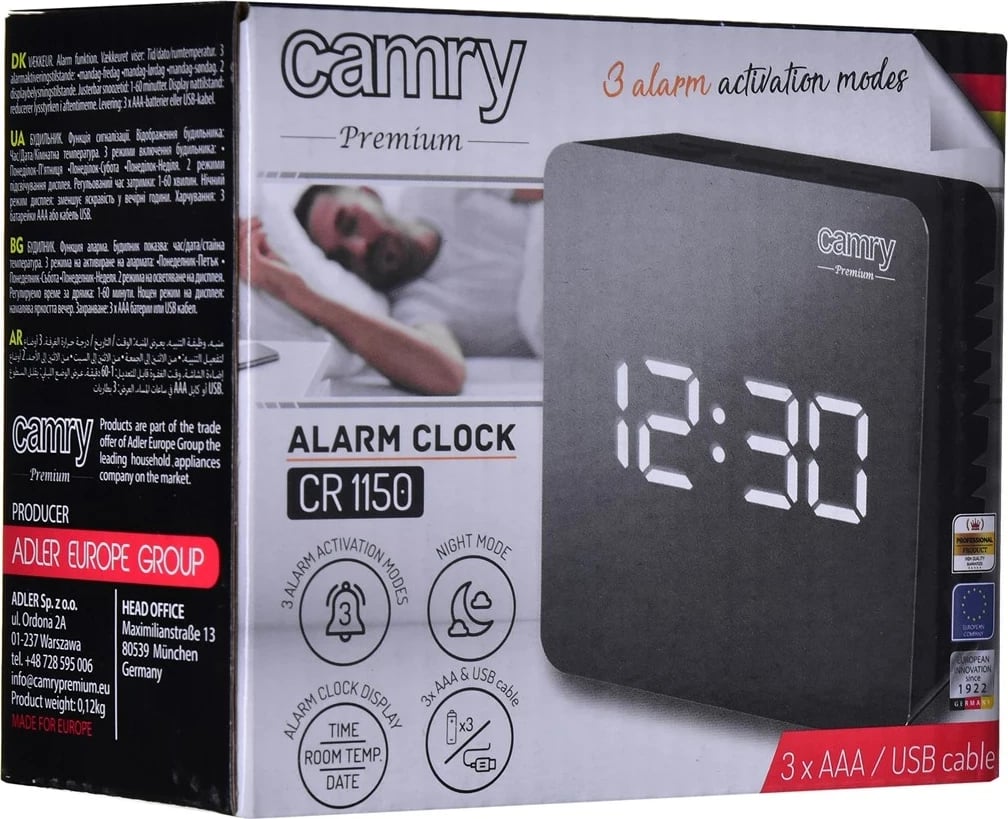 Orë alarmi Adler CAMRY CR 1150b me ekran LED, e zezë
