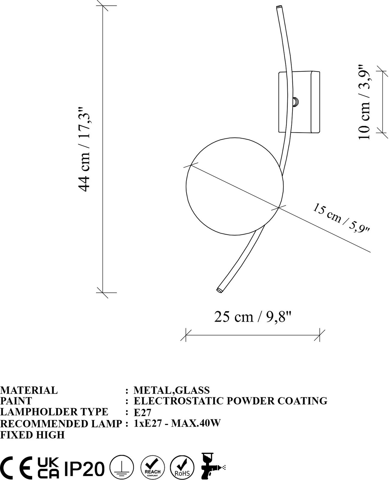Llambë muri Opviq, Hilal - 3822, ngjyrë ari