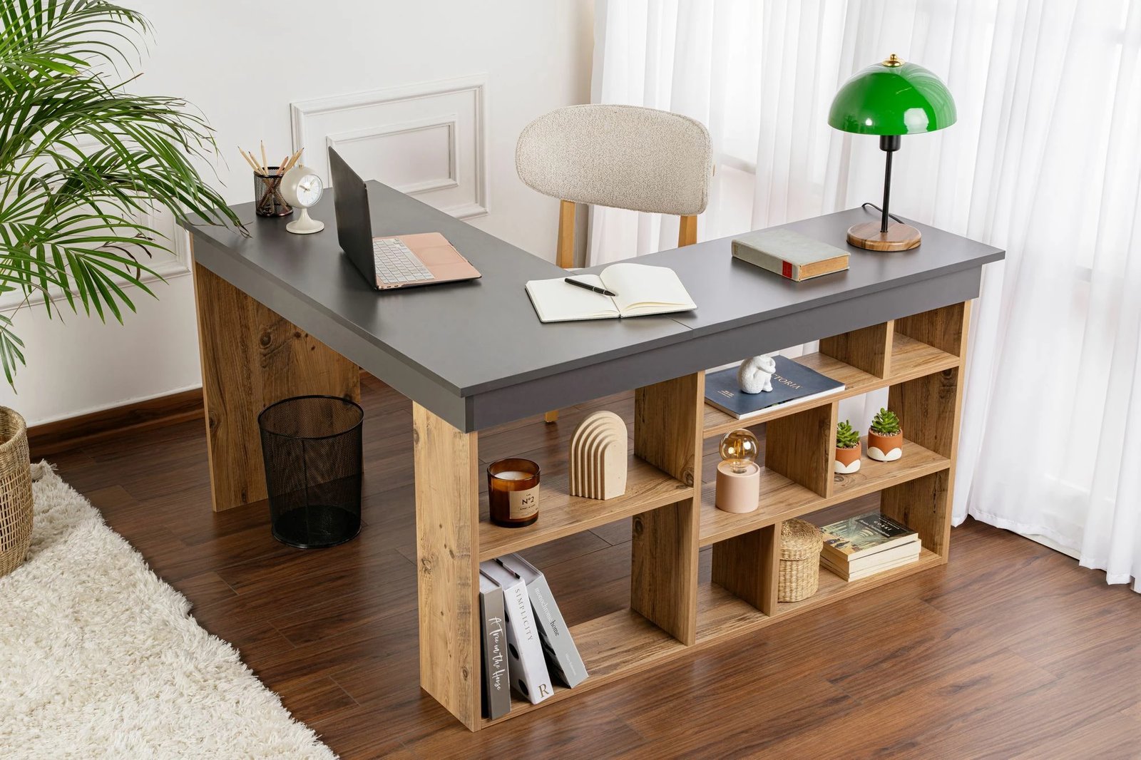 Tavolinë pune Nordure, Vesper, anthracite dhe Atlantic Pine