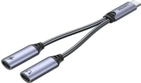 Adapter Unitek USB-C në 2 x port USB-C audio dhe 18W, ngjyrë gri Adapter Unitek USB-C në 2 x port USB-C audio dhe 18W, ngjyrë gri