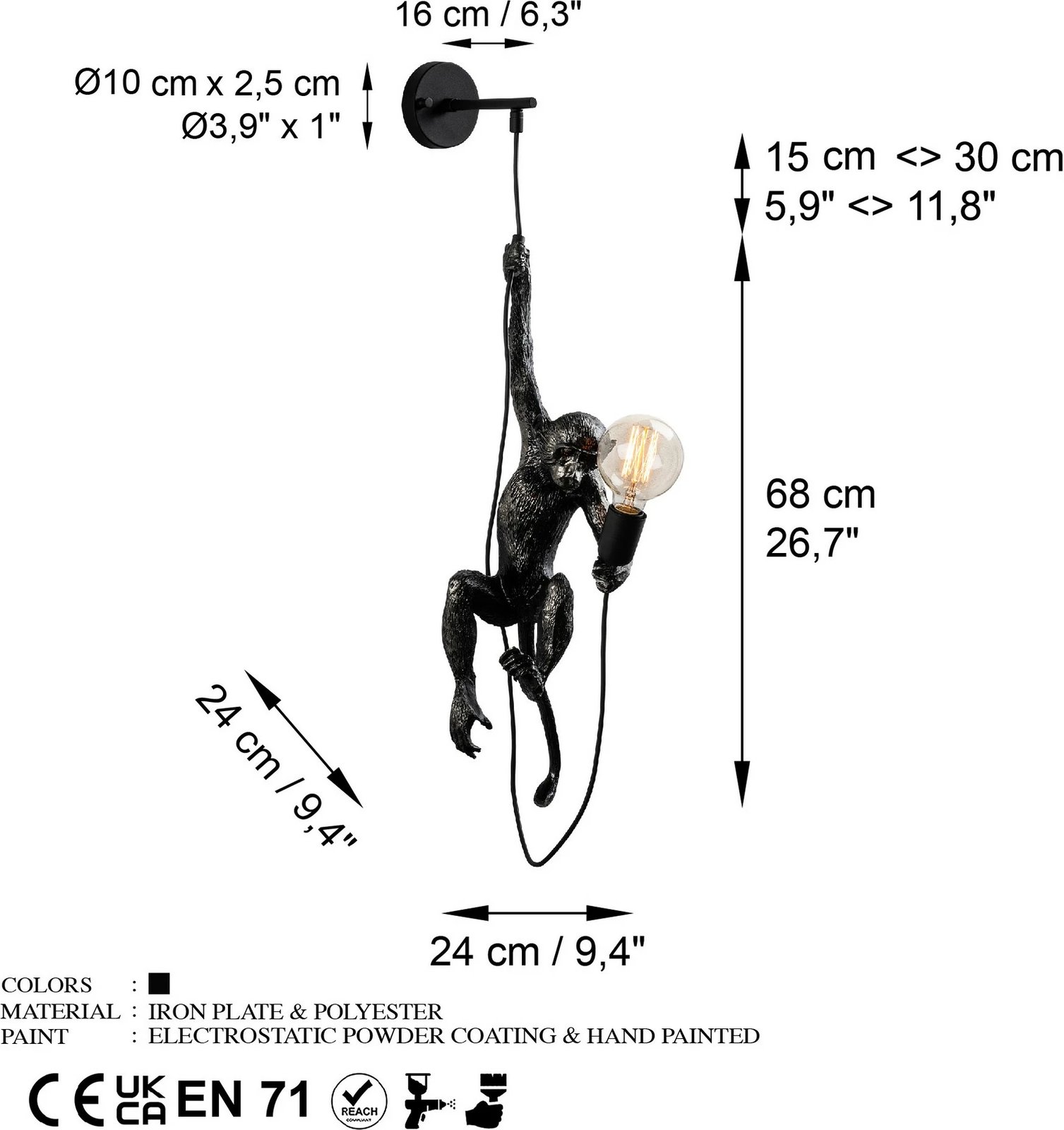 Llambë muri Opviq, Singe 2, ngjyrë e zezë