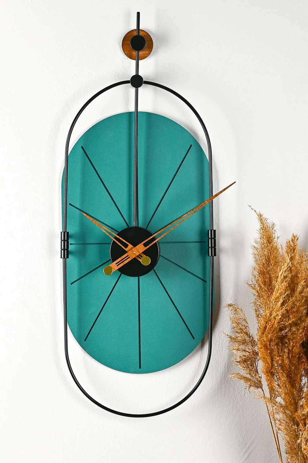 Orë muri dekorative Wallity, metal, MDF, ngjyrë e gjelbër dhe e zezë, 77x29cm