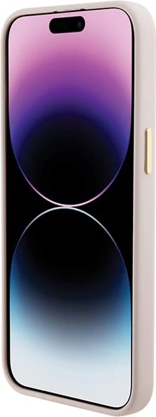 Mbështjellës Guess Silicone Logo Strass 4G për iPhone 15 Pro, rozë e çelët
