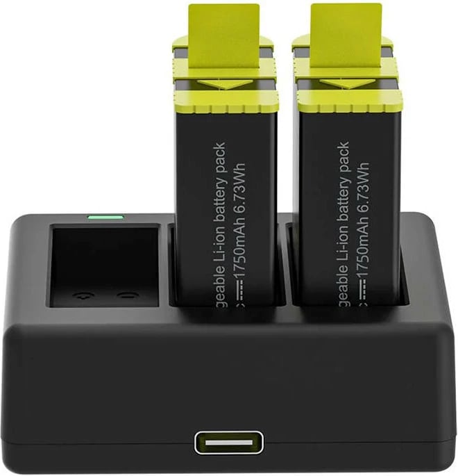 Karikues tre-kanalësh Telesin GP-BTR-903-B me 2 bateri për GoPro Hero 9/10/11/12, 1750 mAh, zi