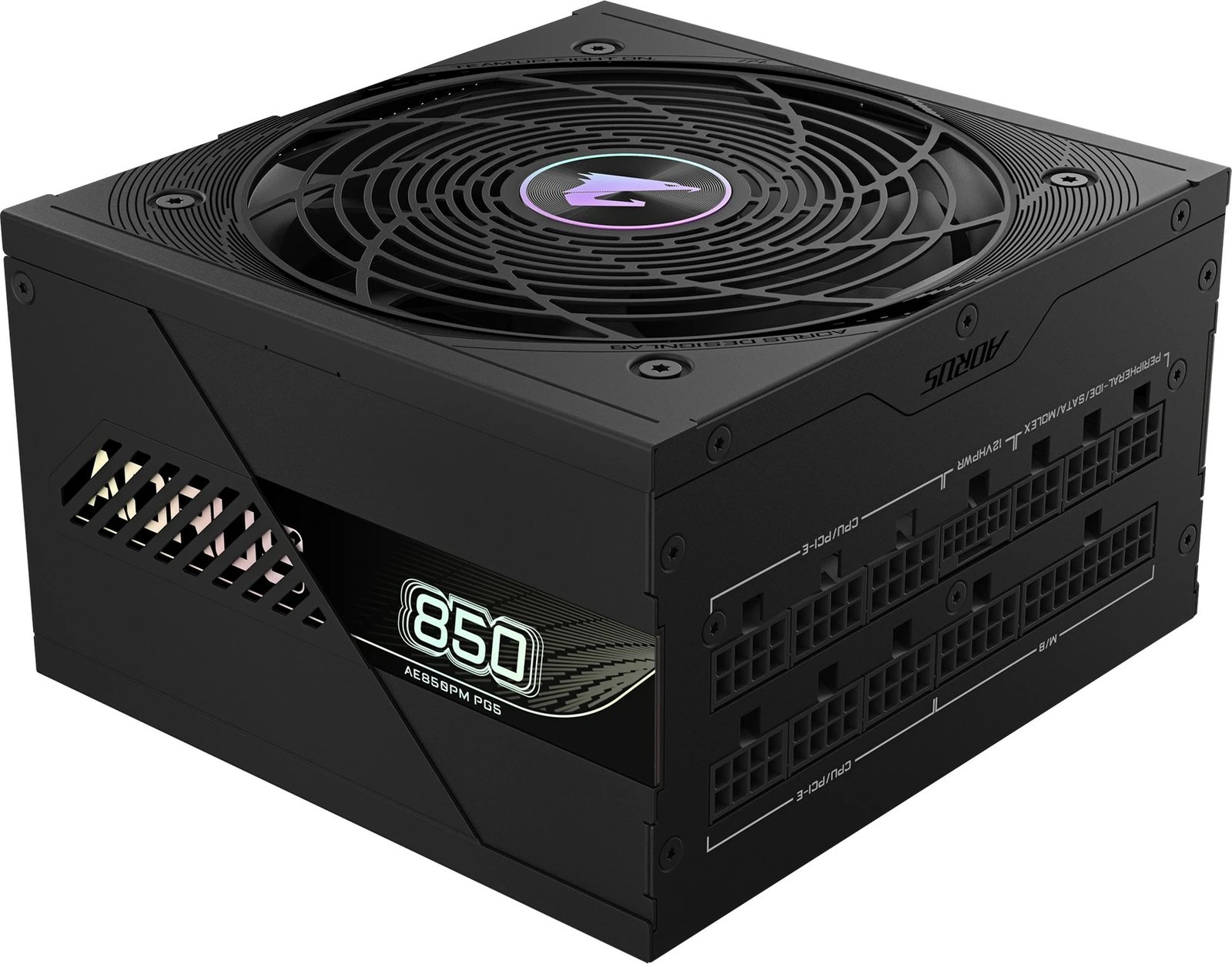 Furnizues Gigabyte AORUS ELITE P850W, PCIe 5.0, 80 PLUS Platinum, Dizajn plotësisht modular, Ventilator 120mm, ATX 3.0, 850 W