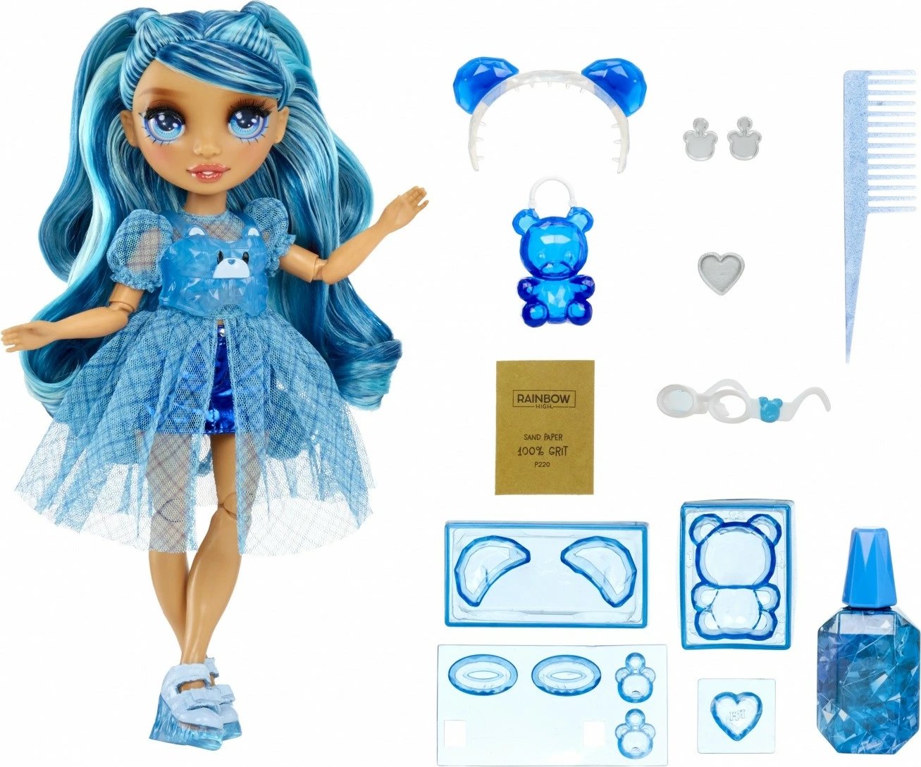 Set lodër Rainbow High Creative Crystals Skyler, me aksesorë të personalizueshëm, kaltër