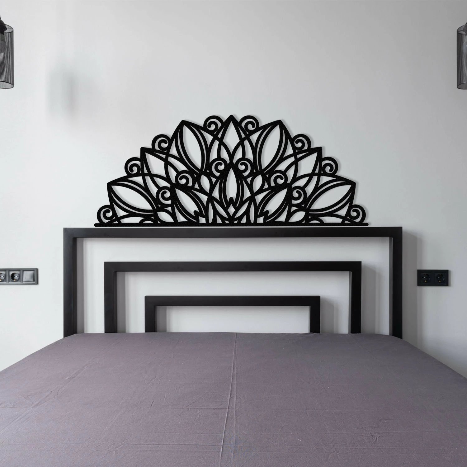 Aksesor dekorativ metalik për mur, Wallity, Venno, ngjyrë e zezë, 160x65cm