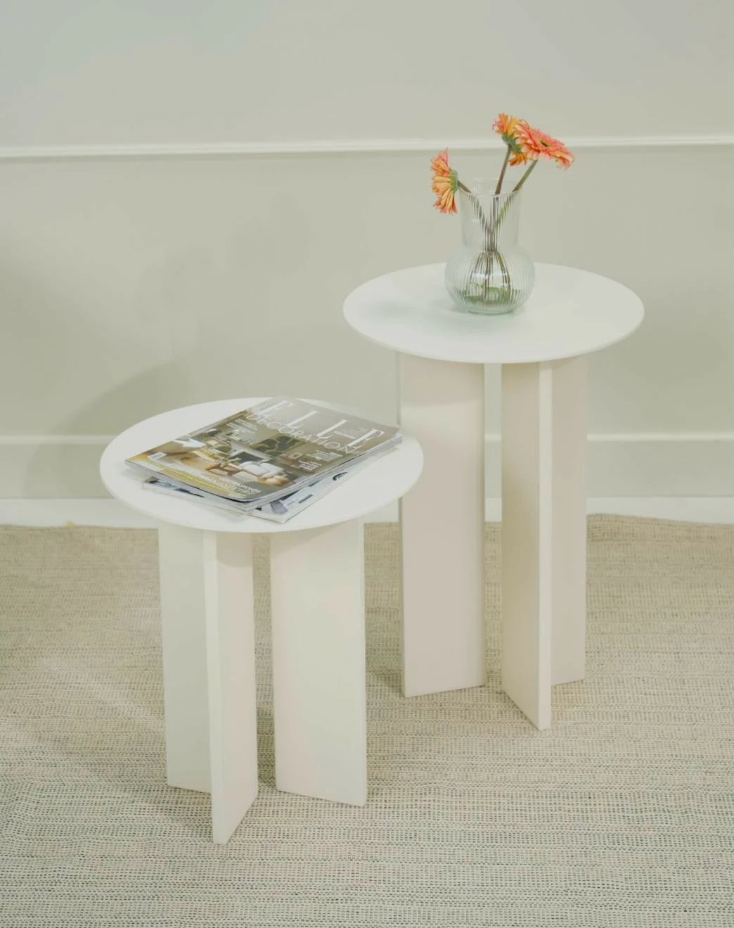 Set tavolinash kafeje Skye Decor, Leo (55 + 45), krem