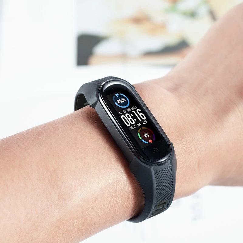 Rrip sportiv për Xiaomi Mi Band 5/6 Tech-Protect Armor, TPU, zi-kuq