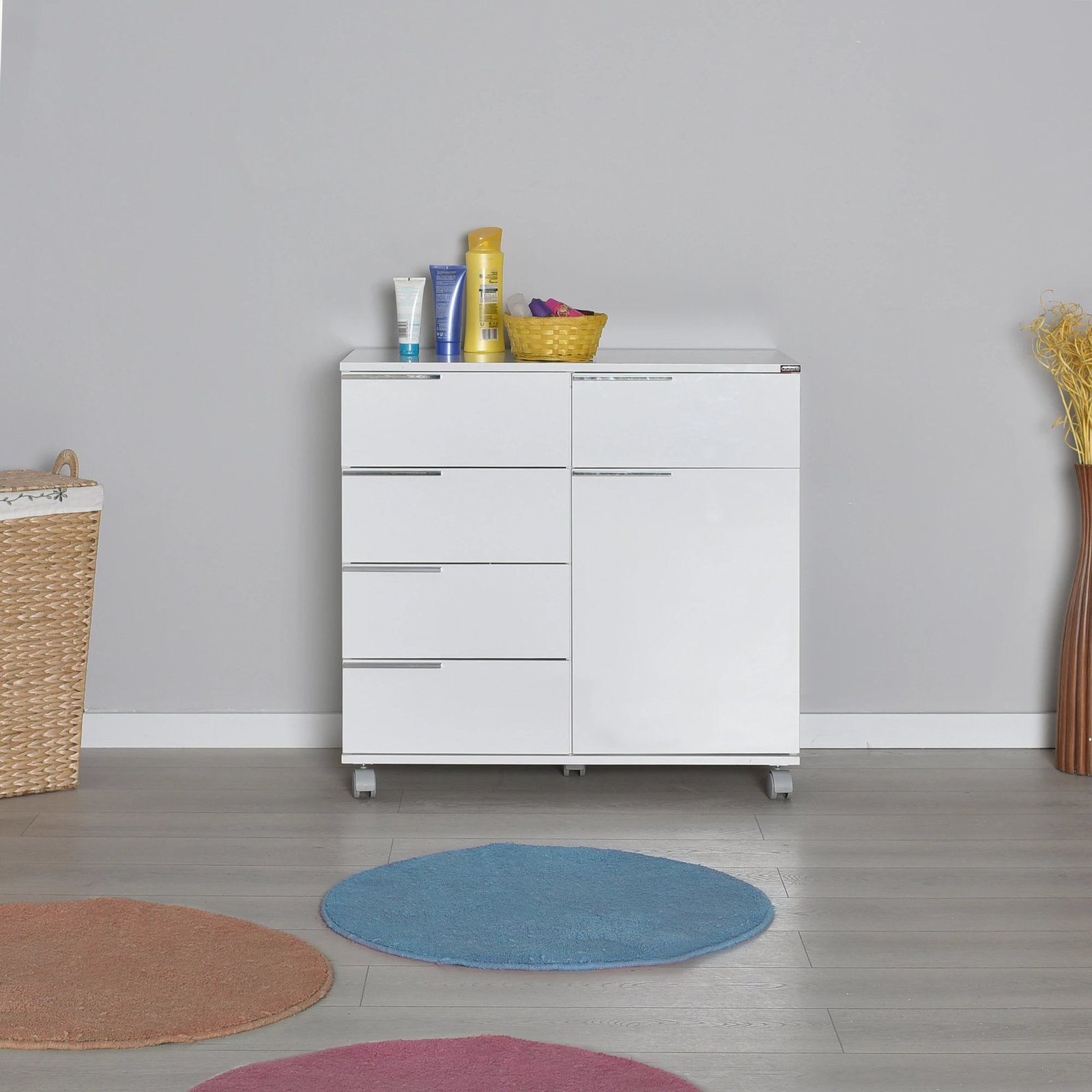 Komodë multifunksionale, ngjyrë e bardhë, Hanah Home, Adr-415-Pp-1