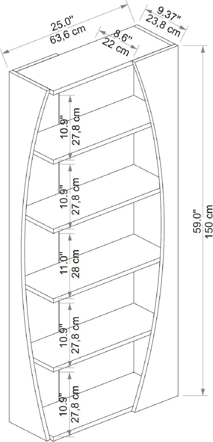 Raft librash Hanah Home, Selge, ngjyrë Atlantic Pine dhe e bardhë
