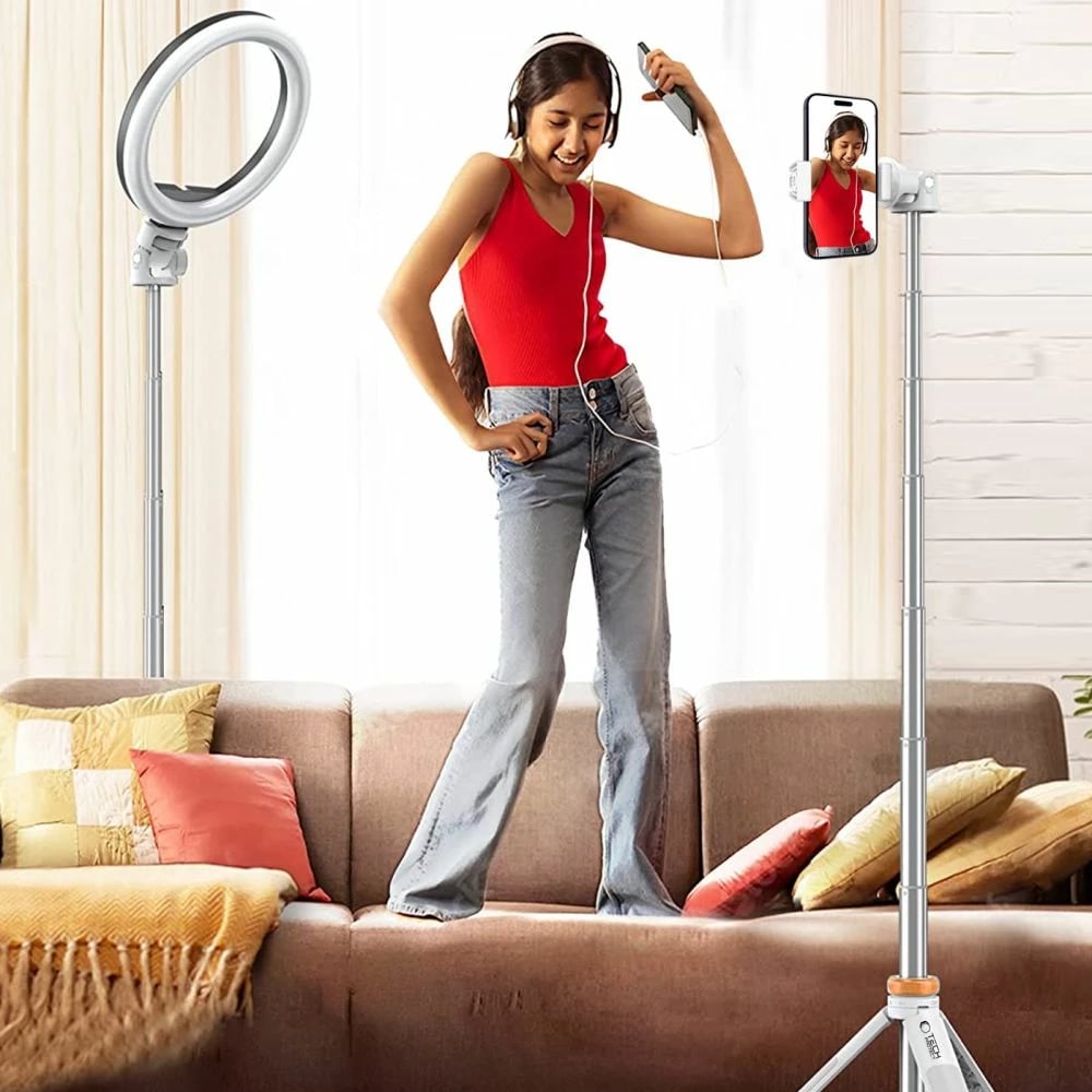 Selfie stick me tripod Tech-Protect L03S, me telekomandë Bluetooth, 148cm, Bardhë