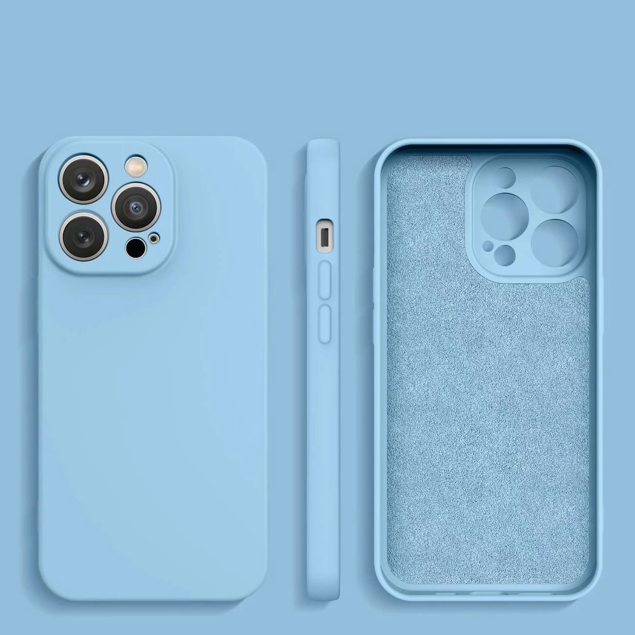 Mbështjellës silikoni Hurtel për iPhone 14 Plus, i kaltër i çelët