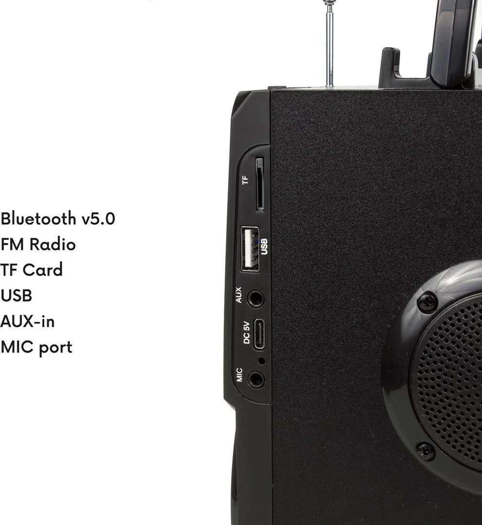 Boks portativ Bluetooth Audiocore AC730, FM radio, SD/MMC, AUX, USB, me telekomandë, Ngjyrë e zezë