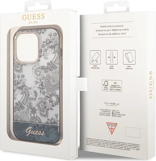 Mbështjellës Guess Porcelain Collection për iPhone 14 Pro Max 6.7", Gri Mbështjellës Guess Porcelain Collection për iPhone 14 Pro Max 6.7", Gri