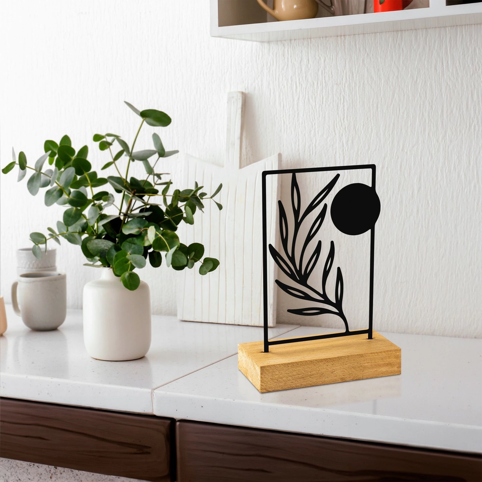 Objekt dekorativ Aberto Design, Sunrise, ngjyrë druri dhe e zezë