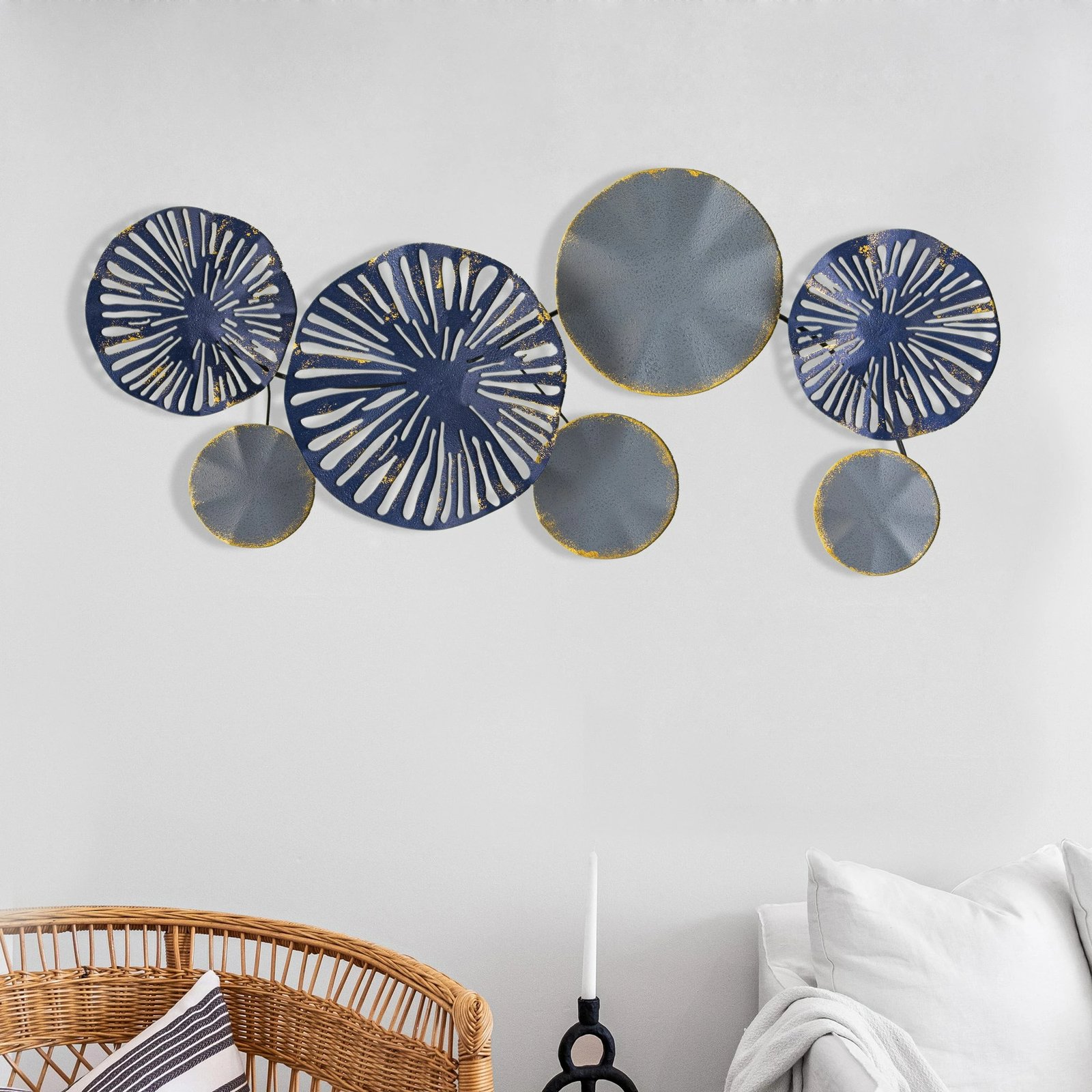 Aksesor dekorativ metalik për mur, Wallity Astrid, shumëngjyrësh, 79x8x35cm