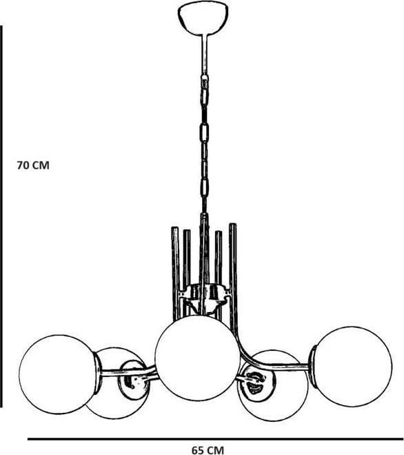 Llambë tavani Opviq Nevada, 5 drita, ngjyrë amber dhe ar, balonë qelqi