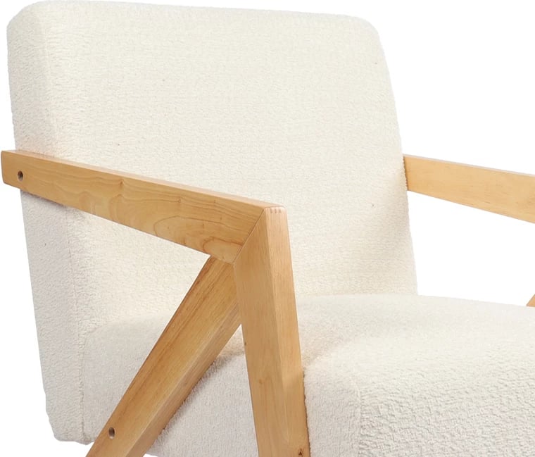 Fotel Garifa, material i bardhë, këmbë ngjyrë natyrale, 79x75x75cm