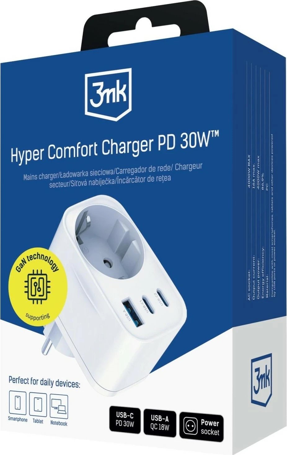 Karikues 3MK Comfort GaN 30W, i bardhë