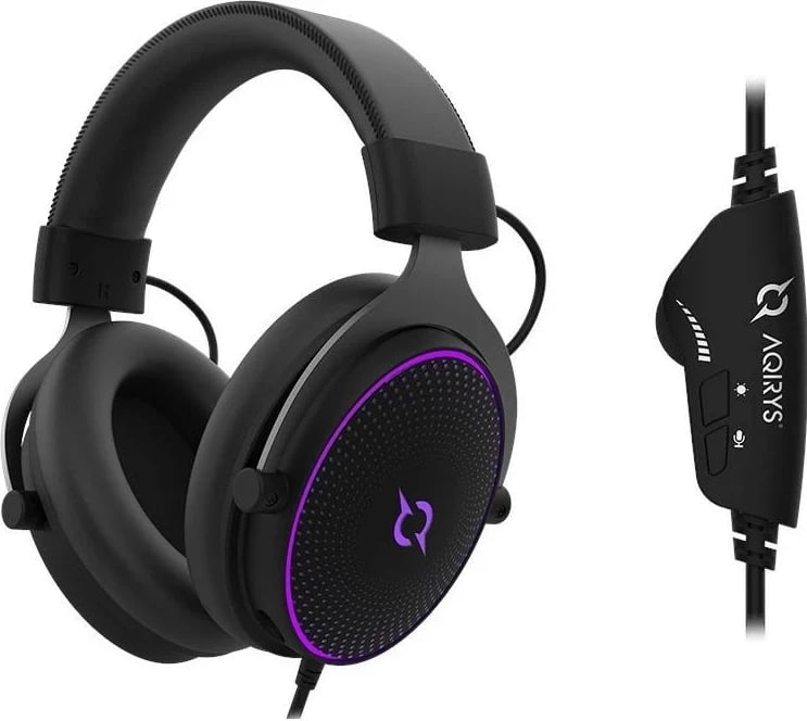 Kufje gaming AQIRYS Carina, 7.1, me mikrofon të ndashëm, ARGB, USB, e zezë
