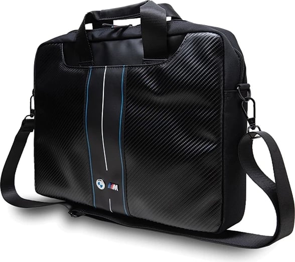 Çantë laptopi BMW Carbon Blue Stripe, 16 inç, e zezë