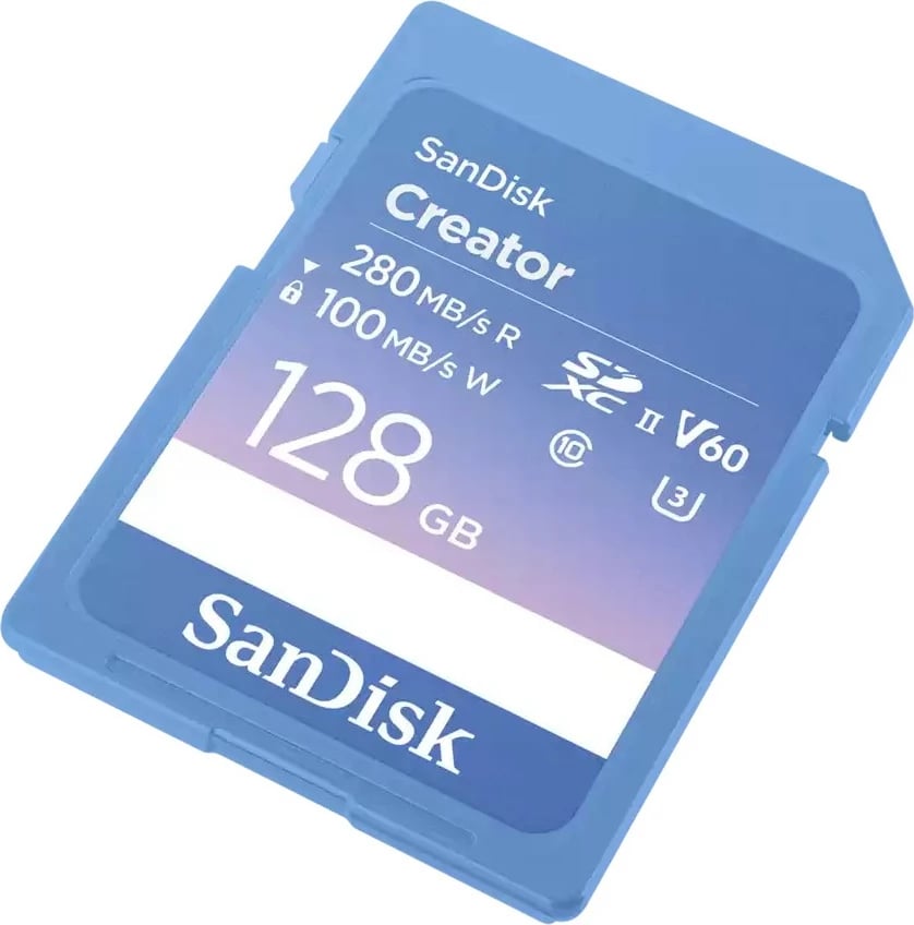 Kartelë memorie Sandisk Creator SDXC 128GB, UHS-II, Class 10, V60, blu