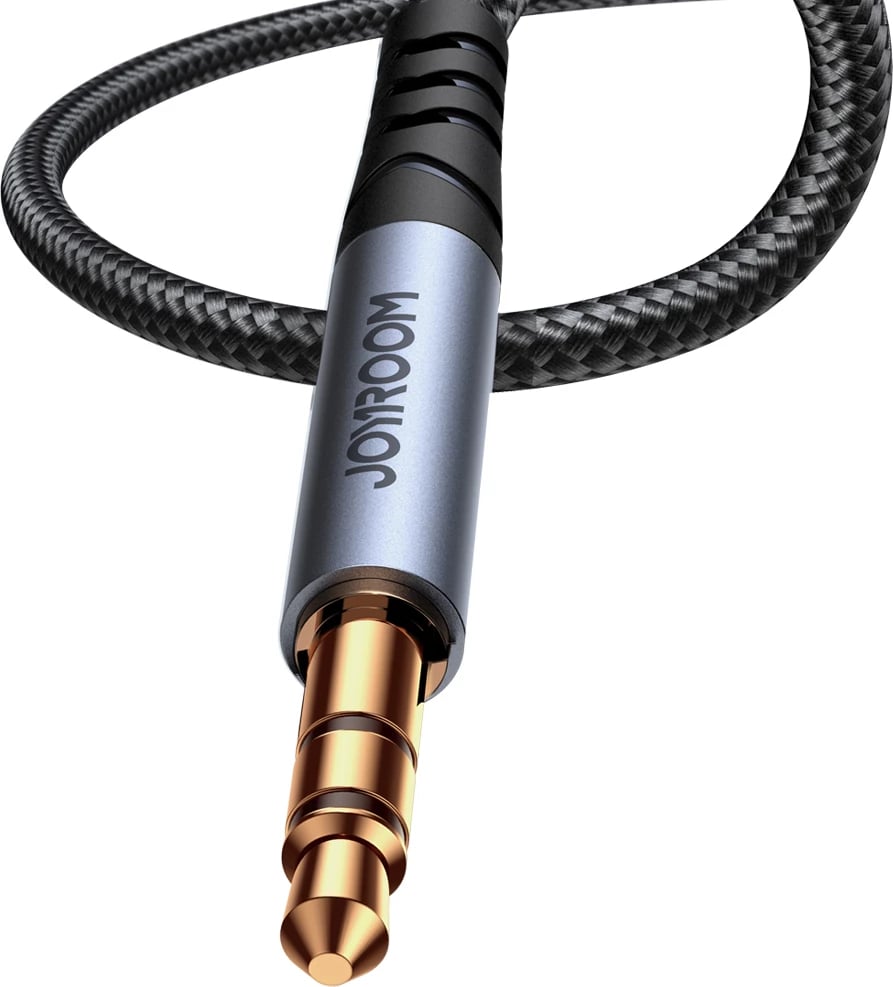 kabëll audio AUX 3.5 mm mashkull‑mashkull, Joyroom, SY-A08, 1.2 m, i zi